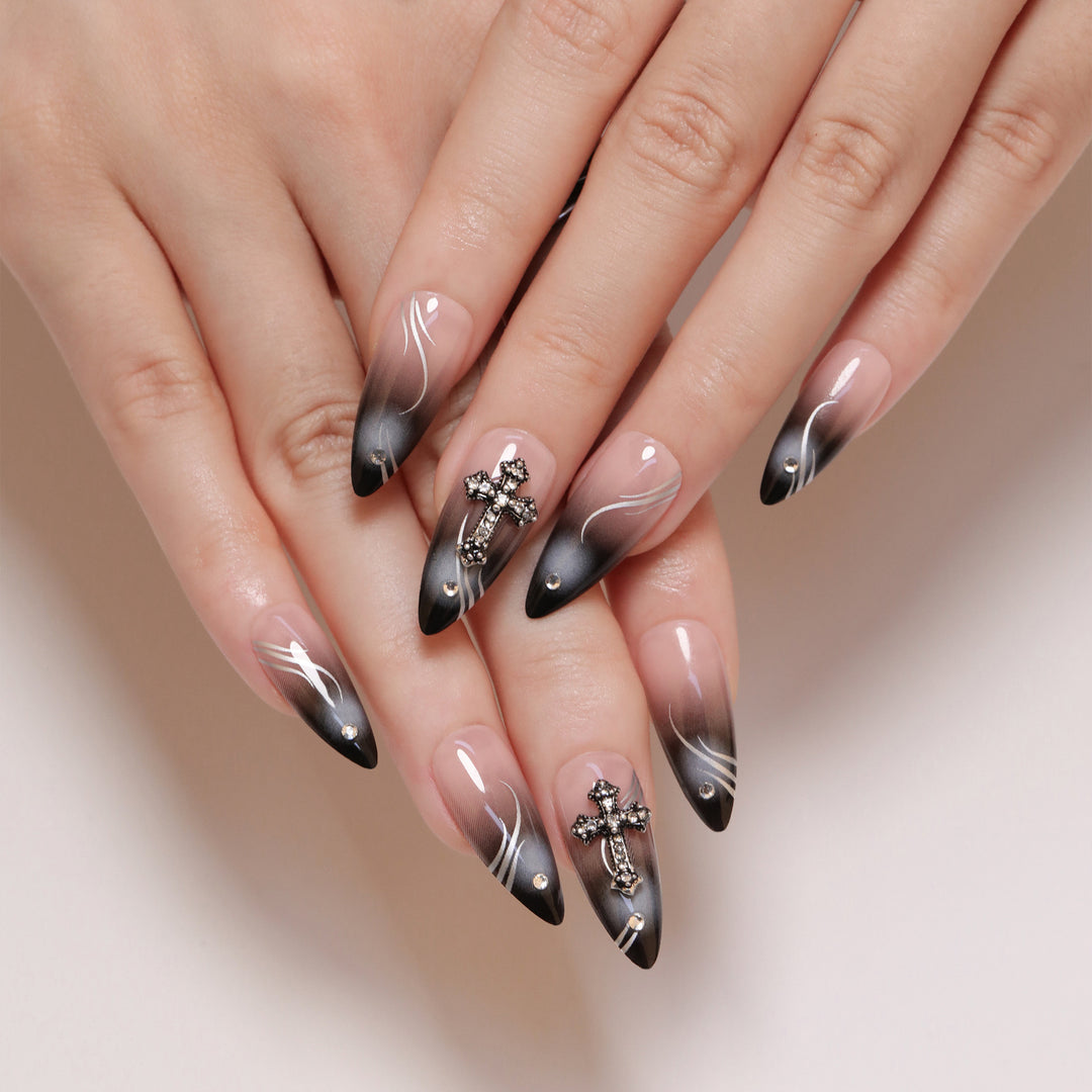 Artistic stiletto nails with elegant glitter design Stornfield