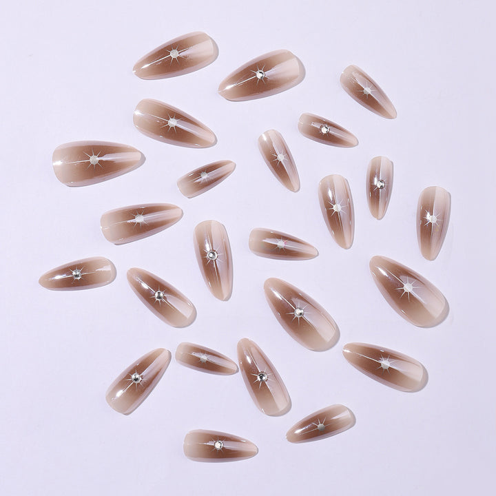 Nail set with elegant rhinestone accents and contoured design Stornfield