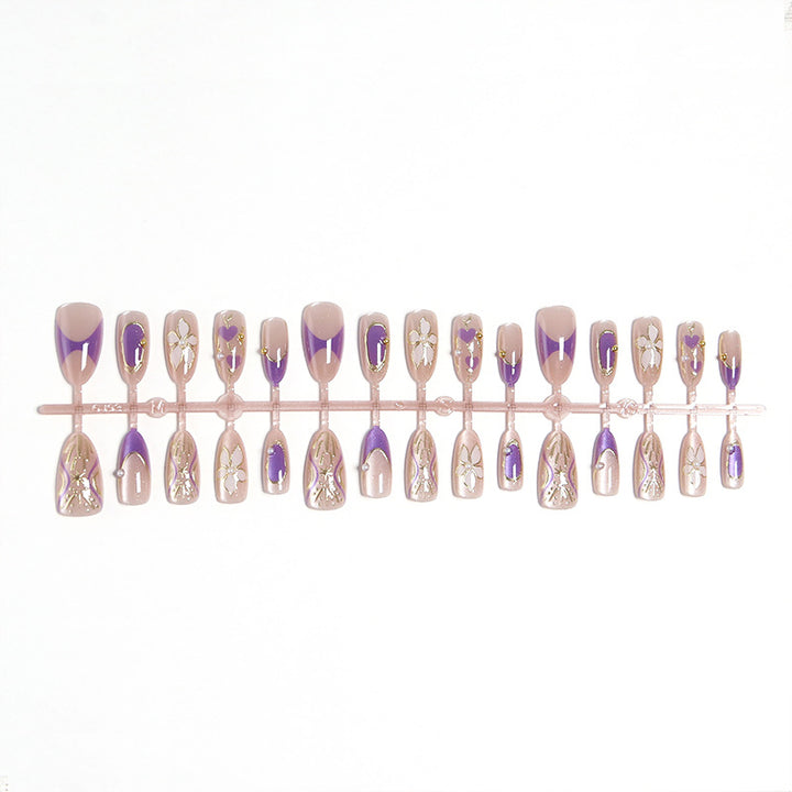 Elegant artificial nails with floral design and color accents Stornfield