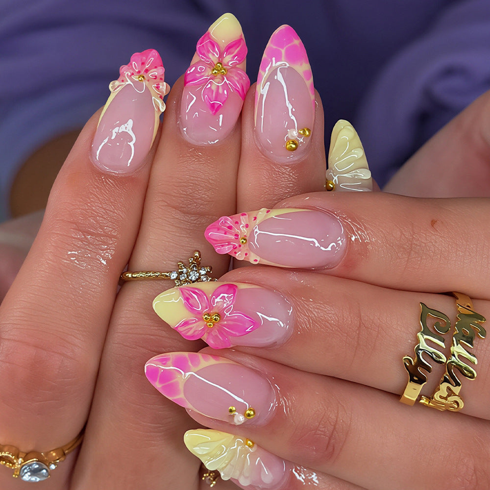 Floral Embellished Stiletto Nail Art Tips Stornfield