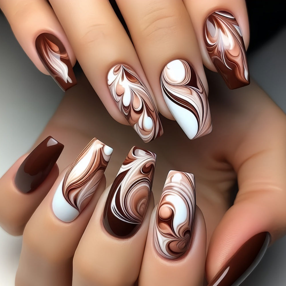 Artificial nails with artistic wave pattern Stornfield