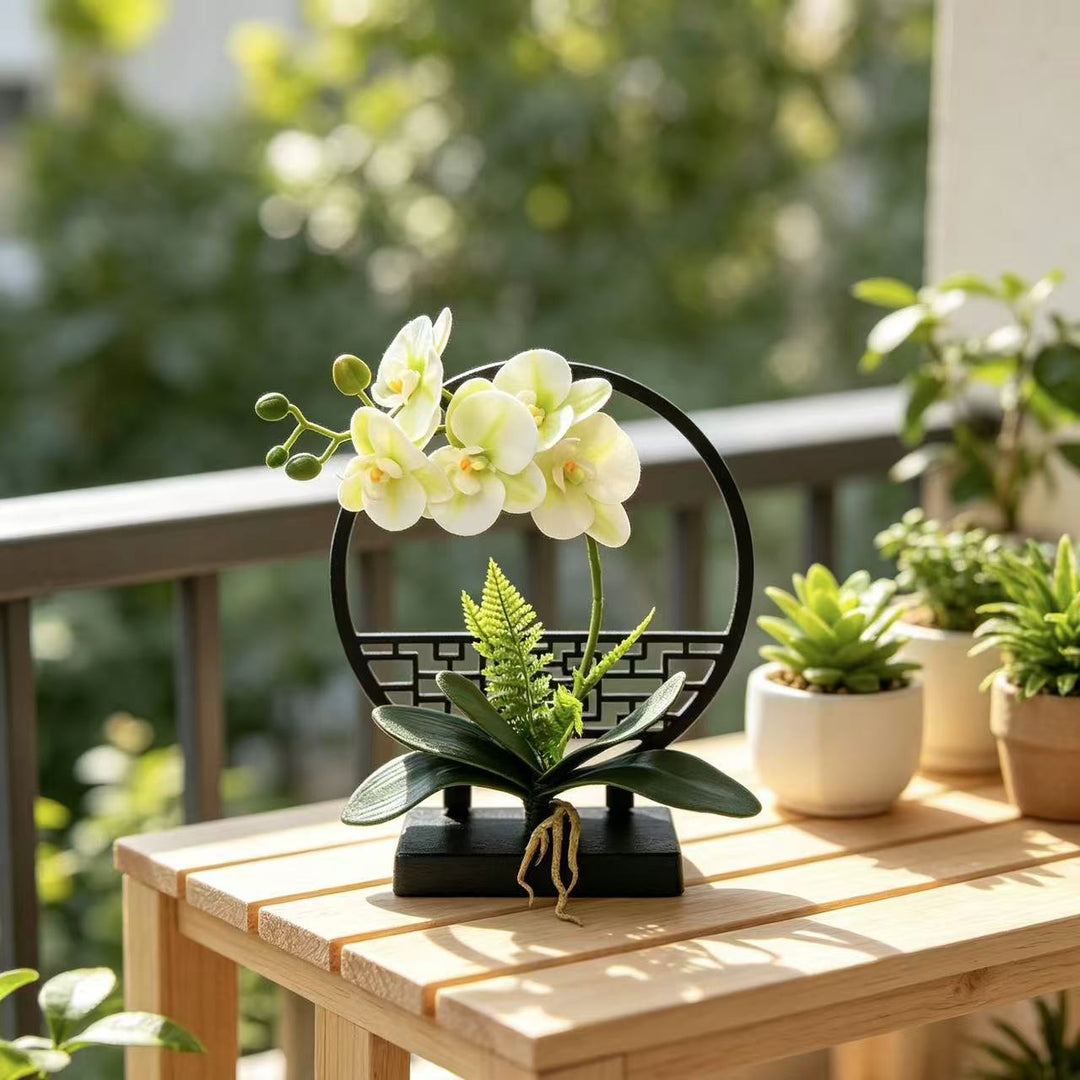 Elegant Faux Orchid Centerpiece for Tabletop Home Decor