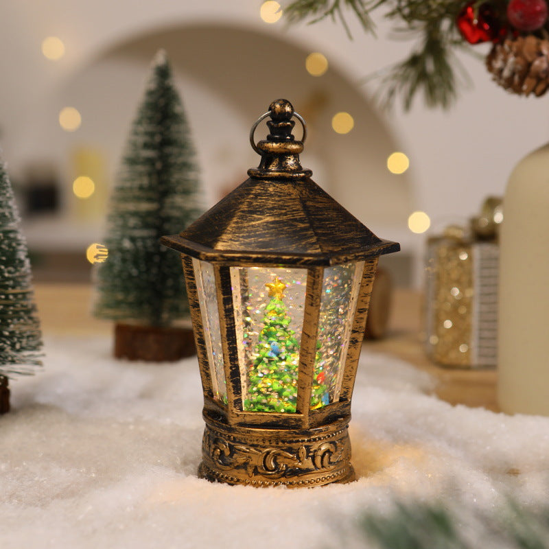 Nostalgic Christmas lantern with glowing Santa Claus motif Stornfield