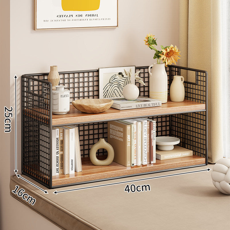 Tiered Metal Grid Countertop Display Shelf Organizer with Open Mesh Panels
