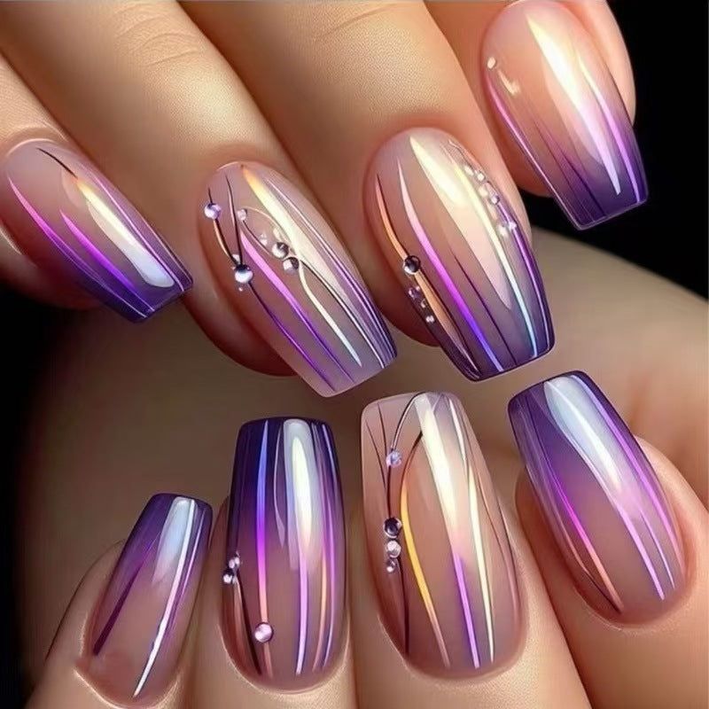 Glamorous artificial nails with starry sky design Stornfield