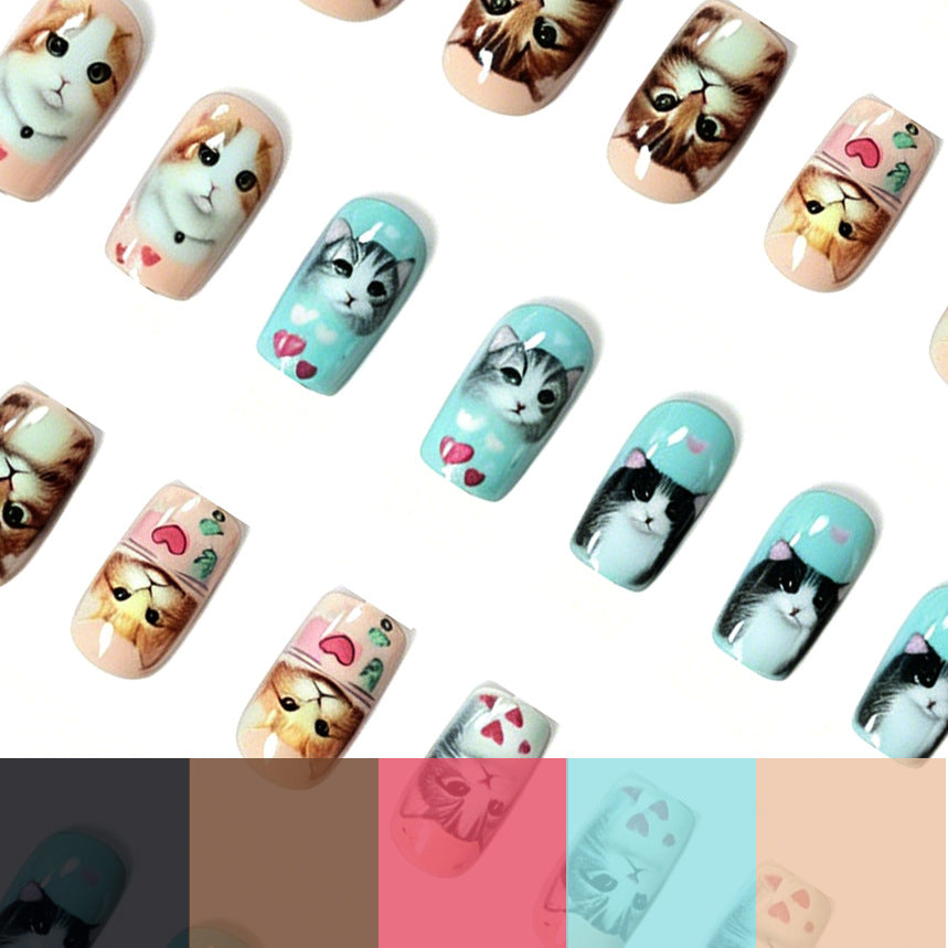 Artistic Cat-Themed Nail Extensions Stornfield