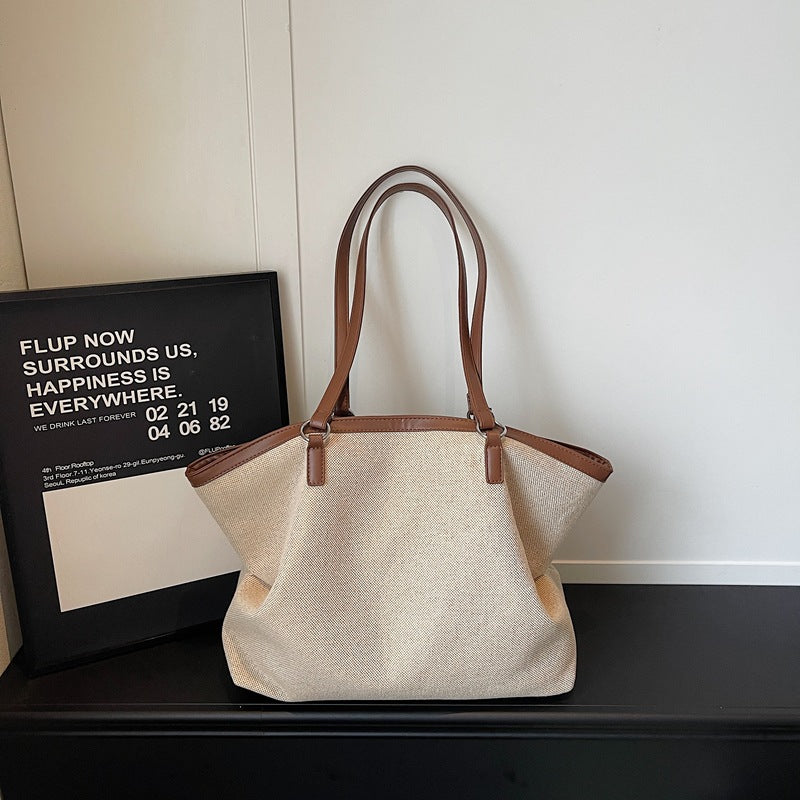 Versatile Canvas Tote Bag with Leather Accents