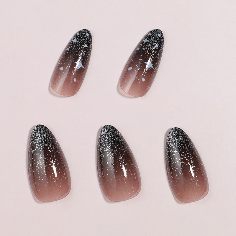 Artistic Ombre Press-On Nail Set with Celestial Design Stornfield