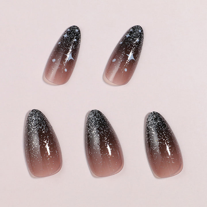Artistic Ombre Press-On Nail Set with Celestial Design Stornfield