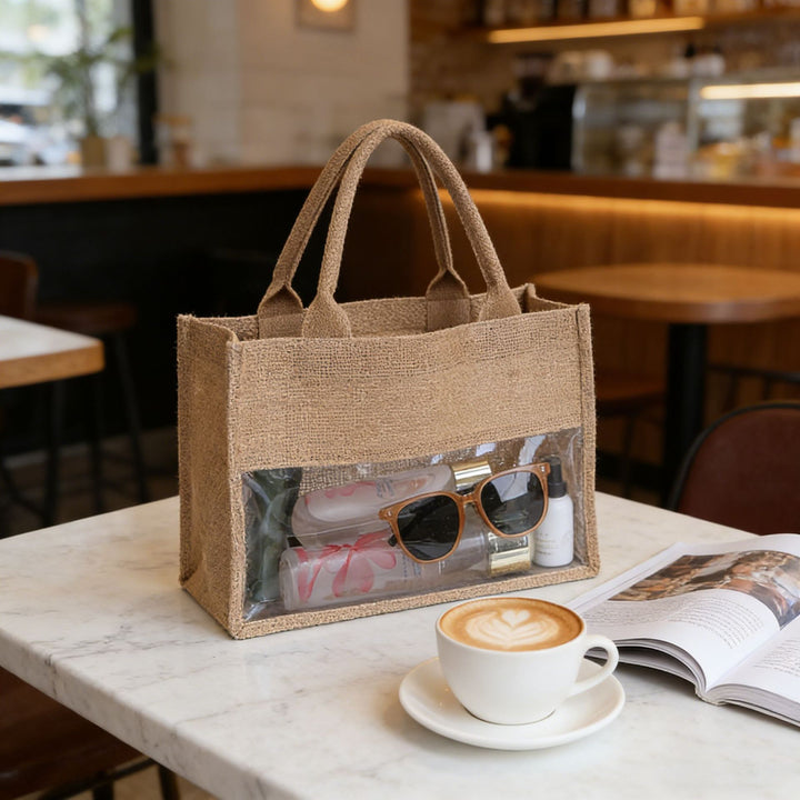 Shopping bag made of natural jute with mesh design Stornfield