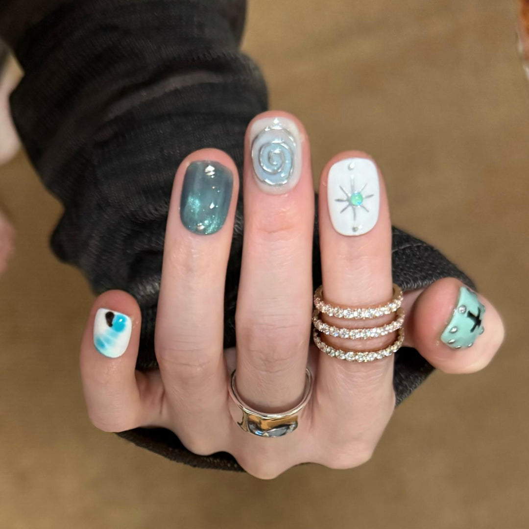 Artificial nail tips with creative geometric designs Stornfield