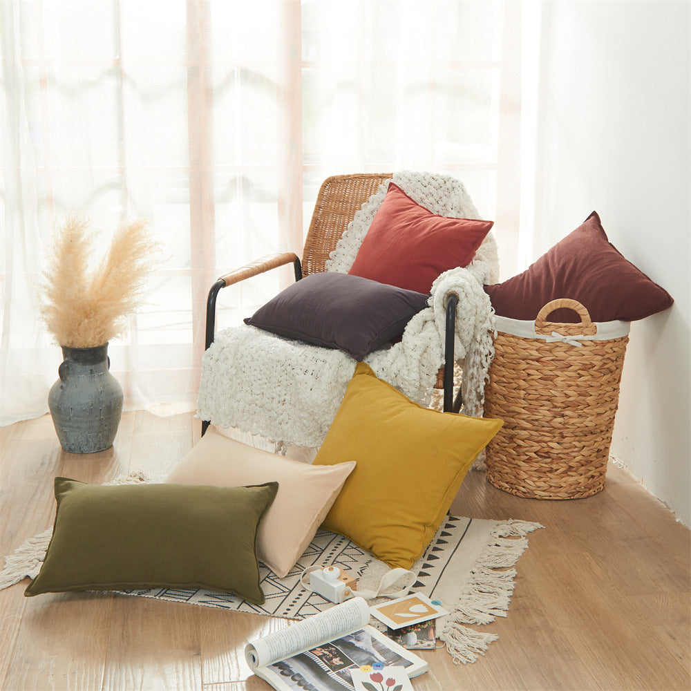 Square linen-cotton cushion cover with subtle piping and soft texture finish Stornfield