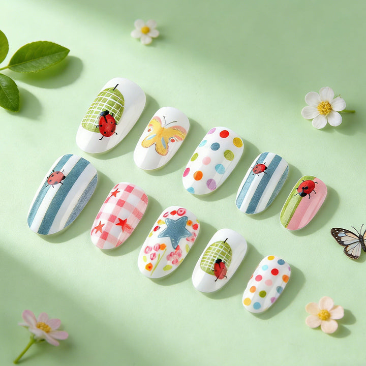 Whimsical Decorative Press-On Nail Art Set Stornfield