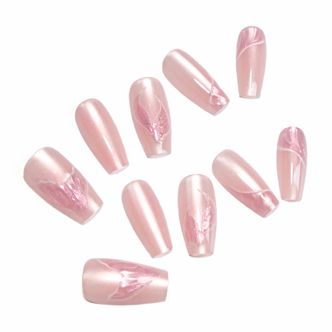 Artistic Press-On Nails with Floral Designs Stornfield