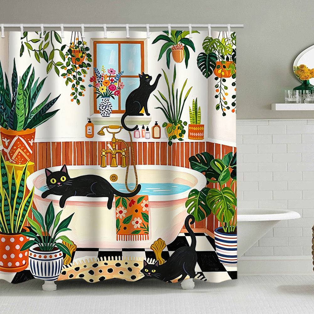 Cat-Themed Bathroom Shower Curtain Stornfield