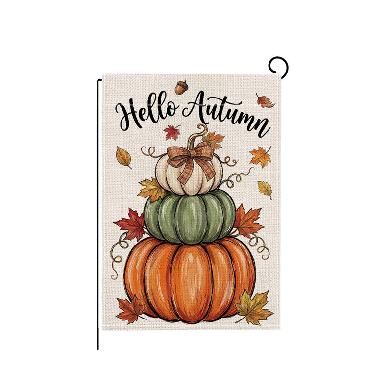 Decorative Autumn Harvest Garden Flag Double-Sided Burlap Accent
