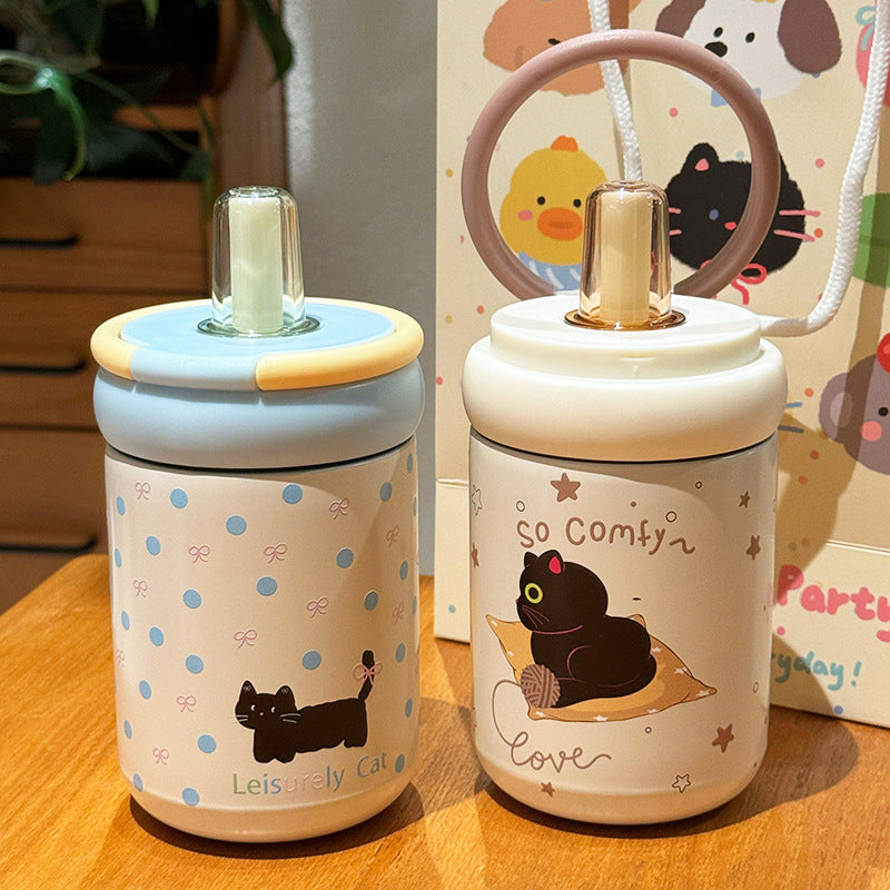 Women's Insulated Drinking Cup with Secure Flip Lid and Cute Cat Design Stornfield