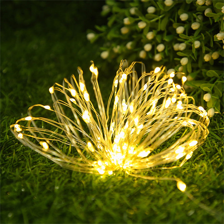 Outdoor Solar Copper Wire Fairy String Lights With Rechargeable Battery Box And Ground Stake Stornfield