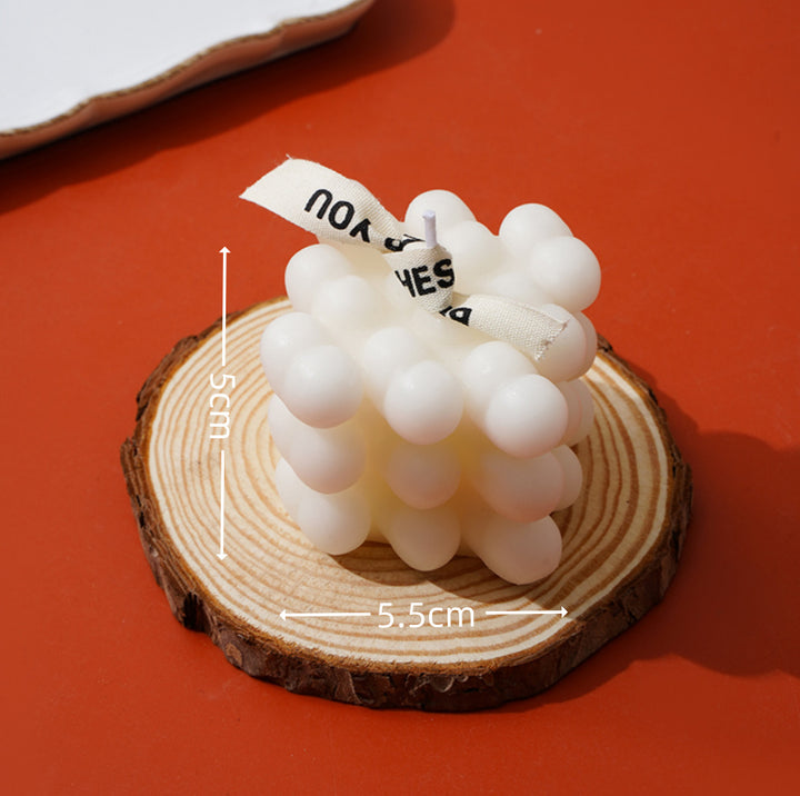 Handcrafted Bubble-Grid Cube Tabletop Decorative Candle