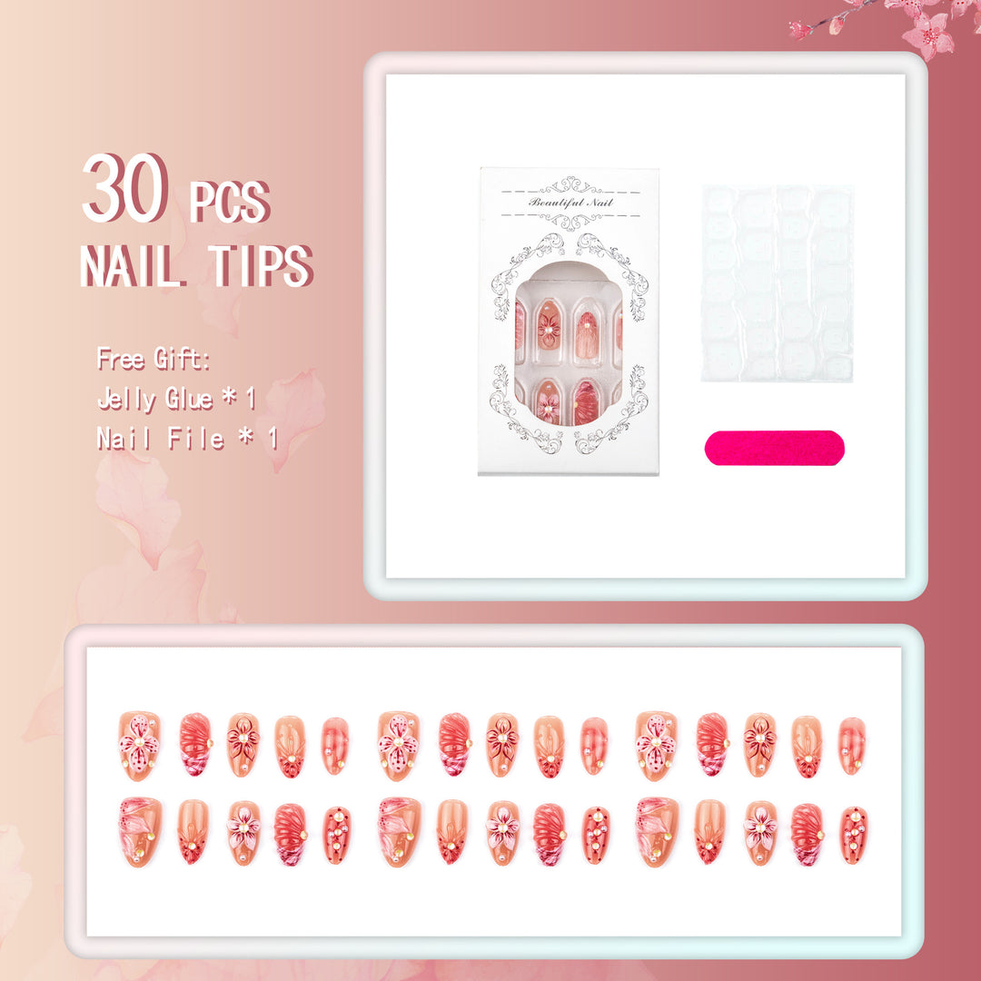 Floral Design Press-On Nails Set
