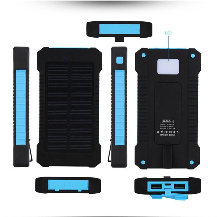 Solar-powered power bank with integrated compass and carabiner hook Stornfield
