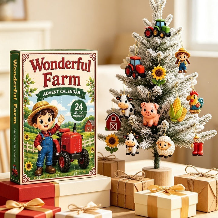 Advent Calendar with Farm-Themed Ornaments