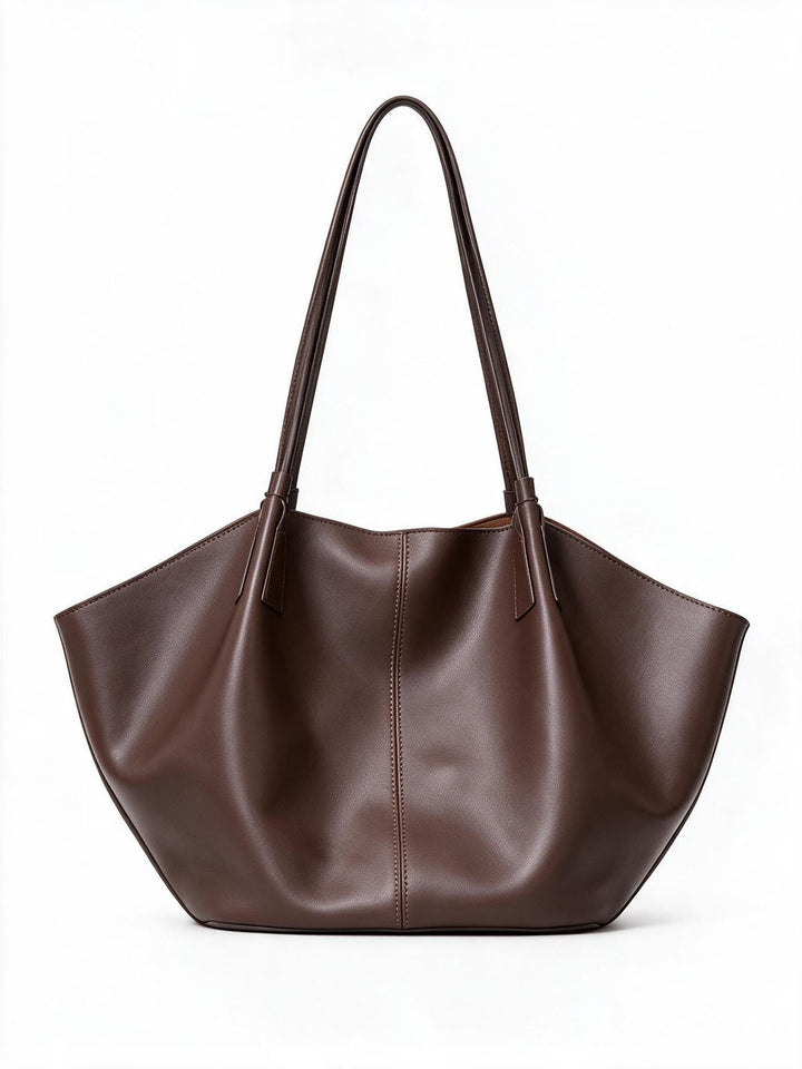 Slouchy Sculptural Open-Top Shoulder Tote with Center Seam