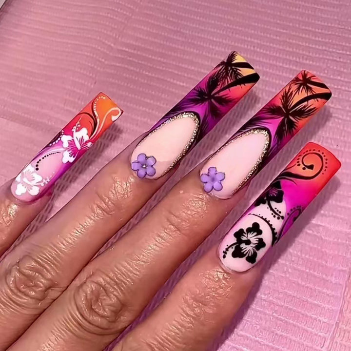 Tropical Floral Nail Art Extensions Stornfield