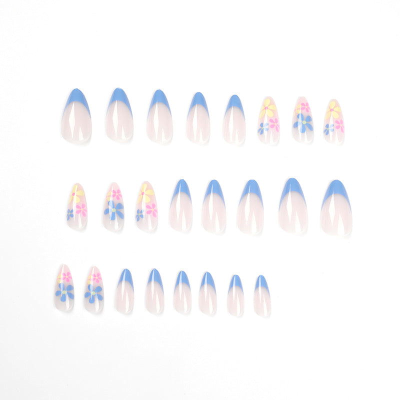Artificial nail art with floral design and gradient Stornfield