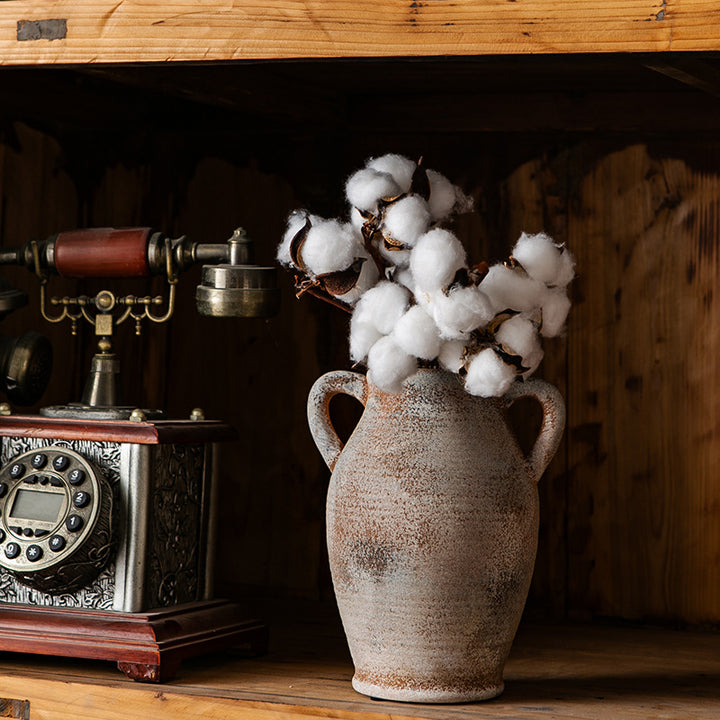 Rustic ceramic vase with handles Stornfield