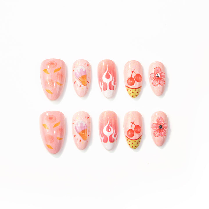 Artistic Dessert-Themed Press-On Nail Art Stornfield
