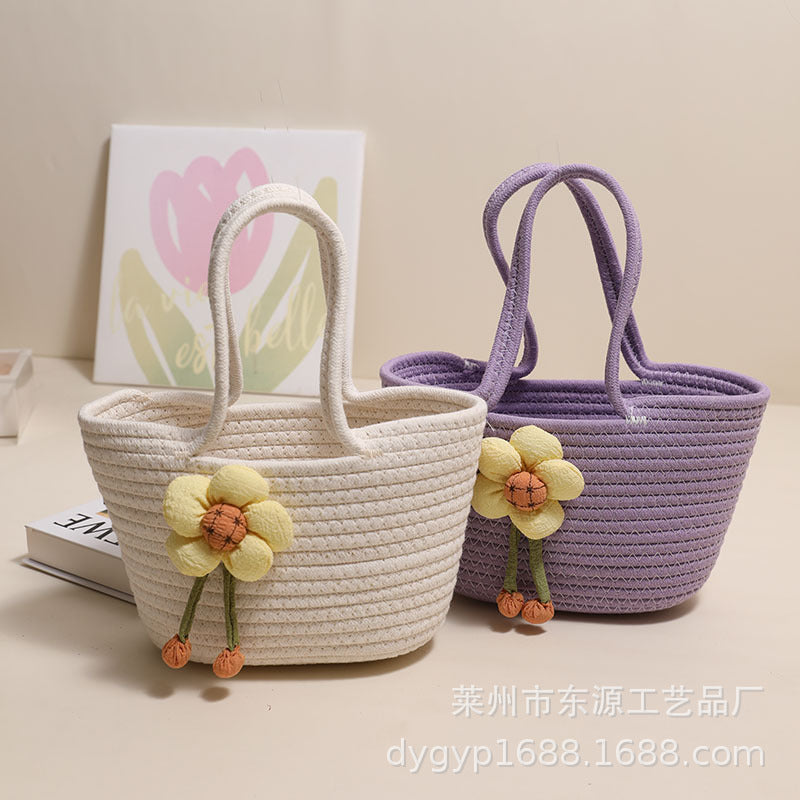 Handcrafted basket bag with floral accents Stornfield
