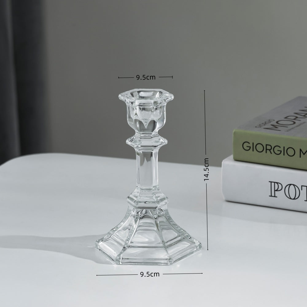 Pressed Crystal-Style Ribbed Glass Taper Candle Holder Stornfield