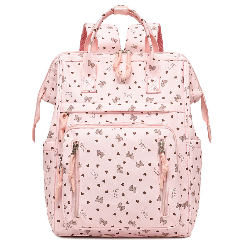 Stylish Heart-Printed Multi-Pocket Backpack Stornfield