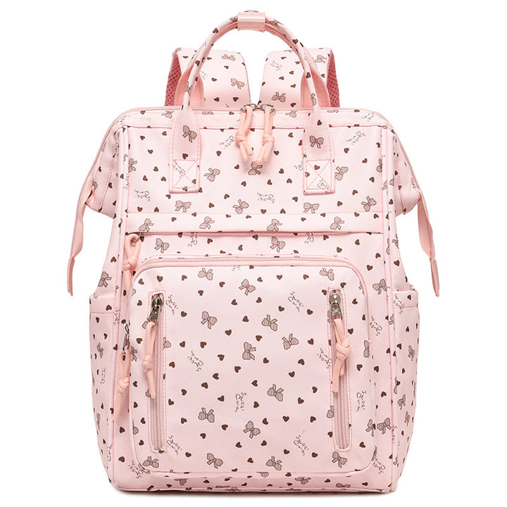 Stylish Heart-Printed Multi-Pocket Backpack Stornfield