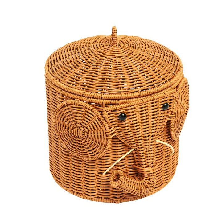 Elephant-Shaped Woven Storage Basket Stornfield