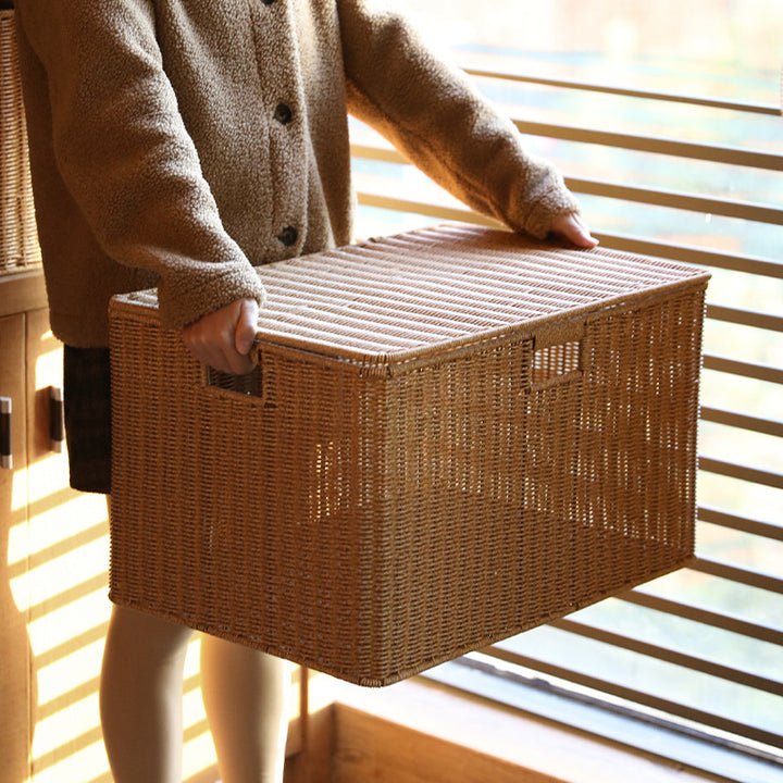 Unisex Multifunctional Storage Box made of natural wicker Stornfield