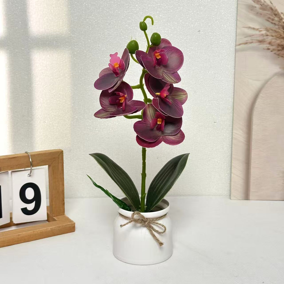 Lifelike Orchid Plant Arrangement for Indoor Home Decor