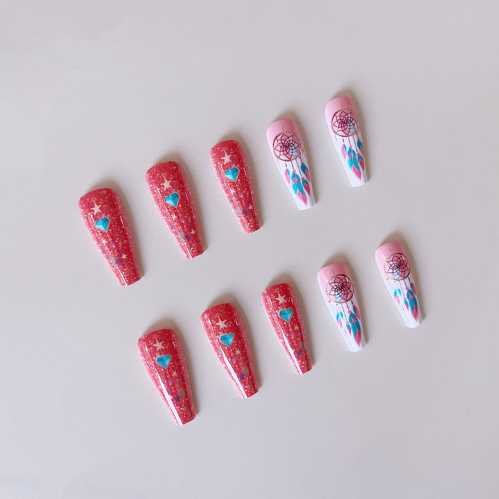 Artificial nail set with stunning 3D designs and glitter accents Stornfield