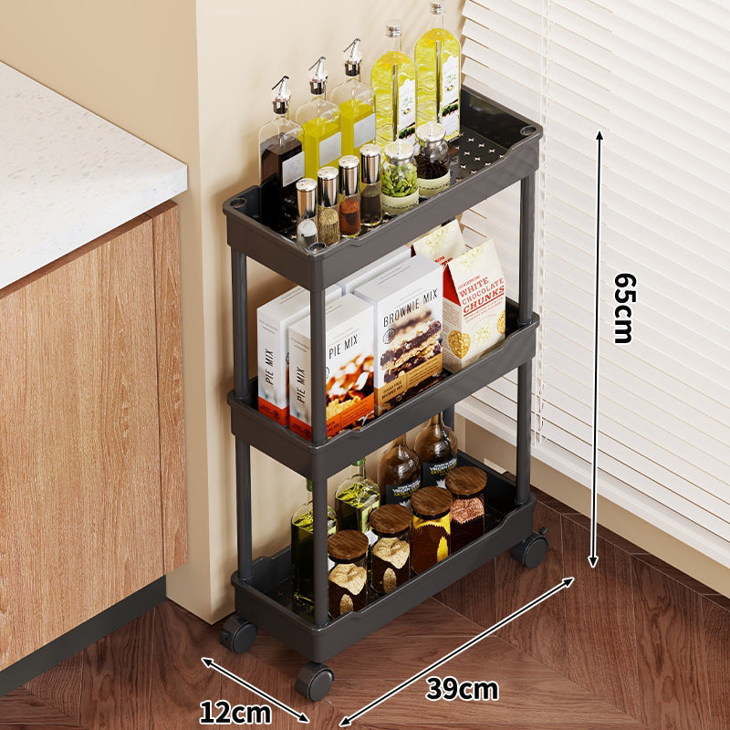 5-Tier Rolling Kitchen Storage Cart with Deep Plastic Baskets and Locking Casters