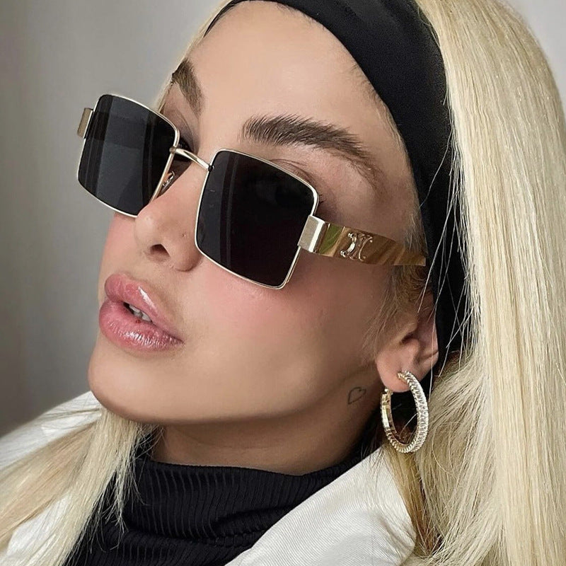 Women's fashionable rectangular sunglasses with high-quality metal frame and polarized lenses Stornfield