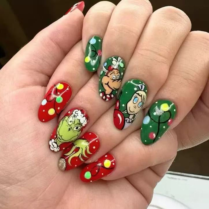 Artificial nail set with creative Christmas motifs Stornfield