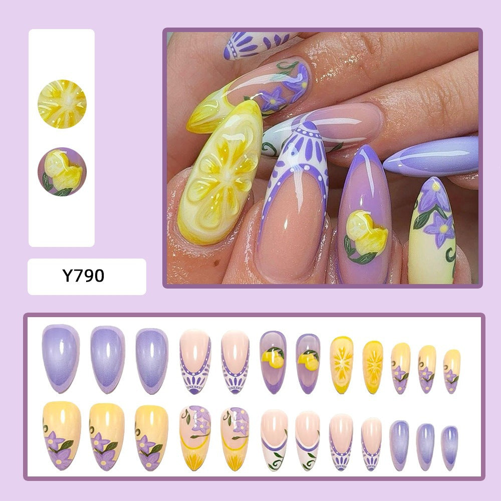 Artful Nail Tips Set with Leaf Accents Stornfield