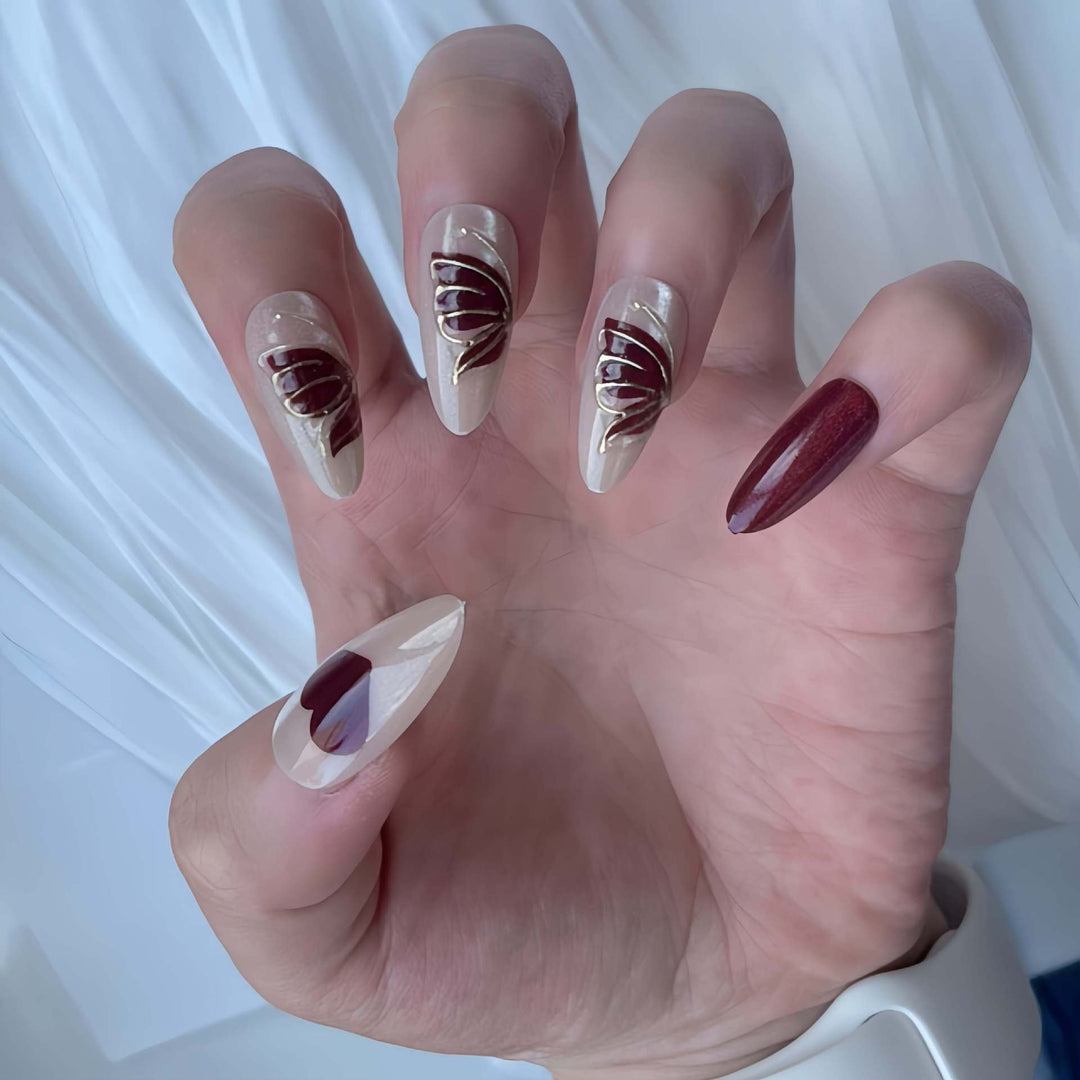 Artistic Heart-Accented Press-On Nail Set Stornfield