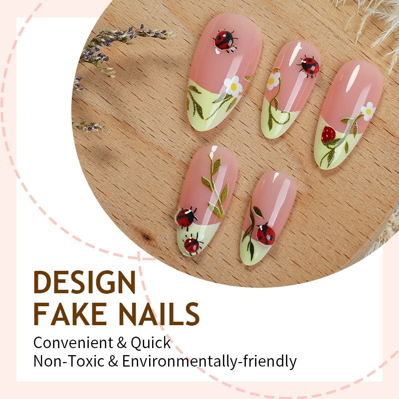 Nail set with floral motifs and glossy accents Stornfield