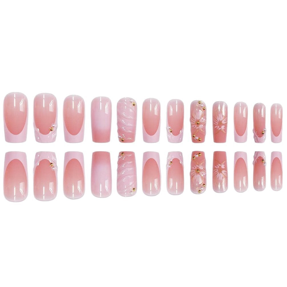 Elegant Floral Decorated Press-On Nails Stornfield