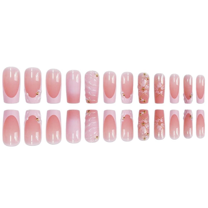 Elegant Floral Decorated Press-On Nails Stornfield