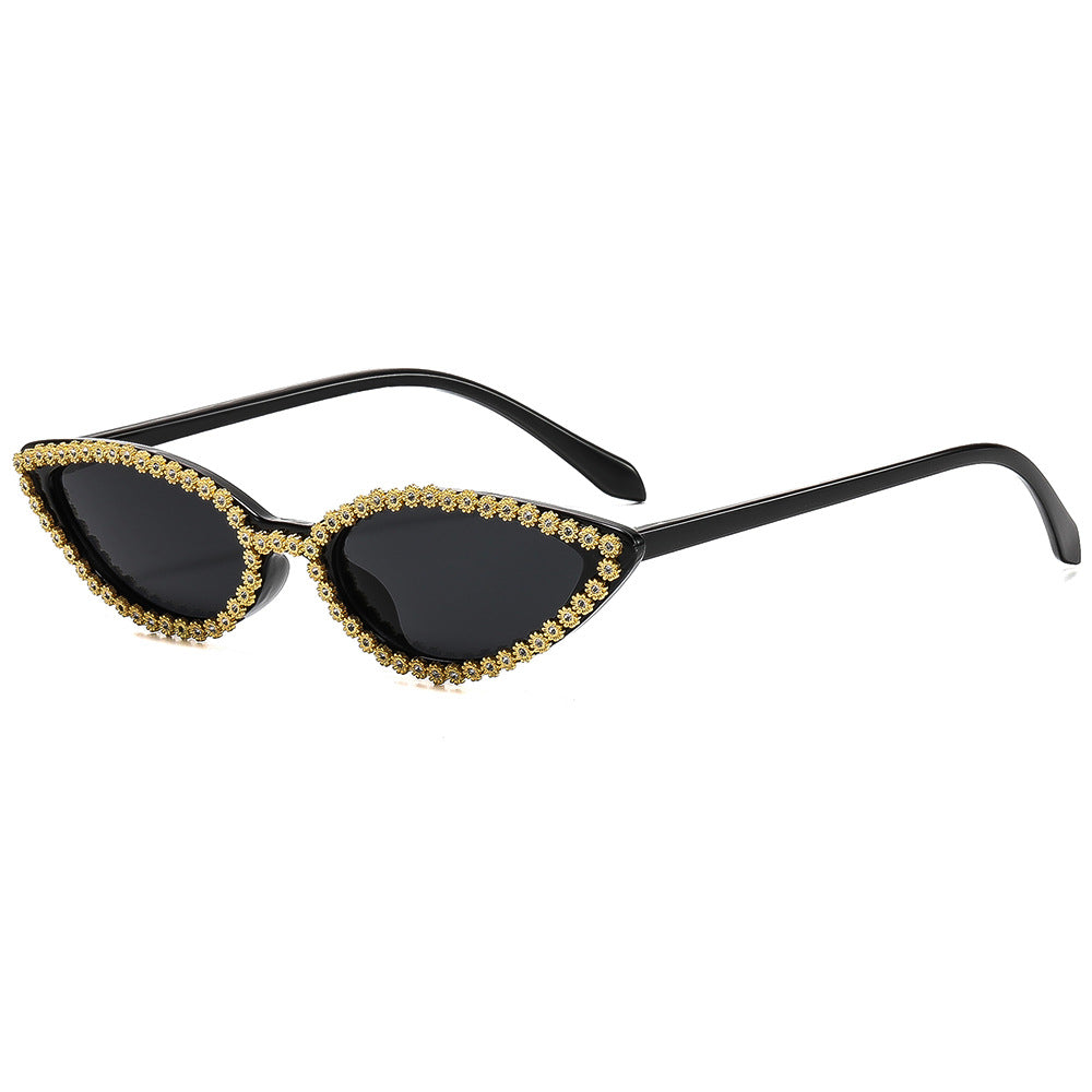 Women's Cat-Eye Sunglasses with Sparkling Flower Decoration Stornfield
