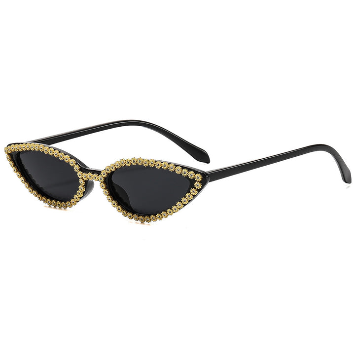 Women's Cat-Eye Sunglasses with Sparkling Flower Decoration Stornfield
