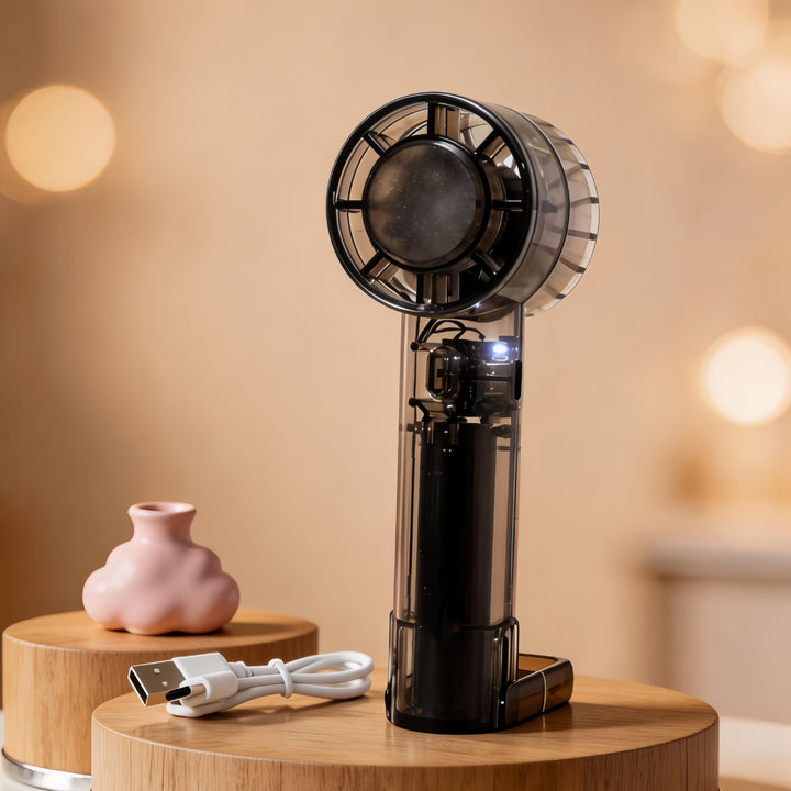 Women Portable Hand Fan with USB Charging Function and Flexible Angle Adjustment Stornfield